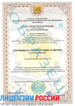 Образец сертификата соответствия аудитора №ST.RU.EXP.00014299-1 Серов Сертификат ISO 14001